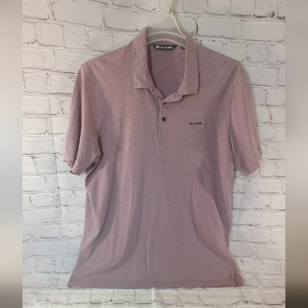 Travis Mathew Striped Fish Out of Water Pima Cotton Polo XL Purple Golf Shirt